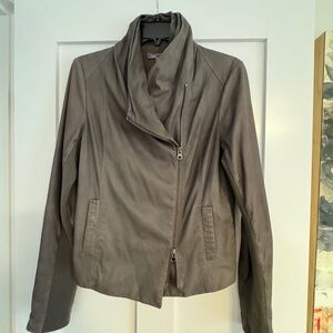 Vince Women's Gray Leather Moto Jacket